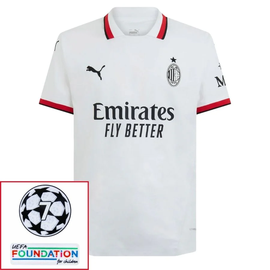 AC Milan Rafael Leão 2024/25 Away Fan Jersey – UCL & UEFA Foundation Patches (Official Printing)