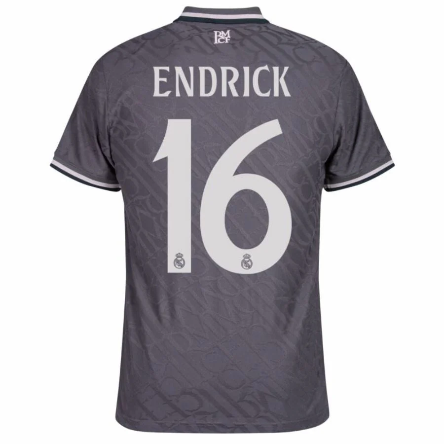 Real Madrid Endrick 16 Third Fan Jersey 2024/25 Patches UCL UEFA Foundation (Official Printing)