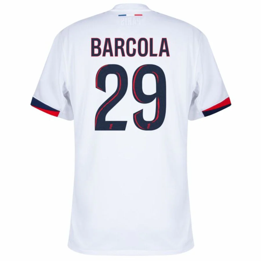 Paris Saint-Germain Barcola 29 Fan Jersey Away 2024/25 Patches UCL UEFA Foundation (Official Printing)
