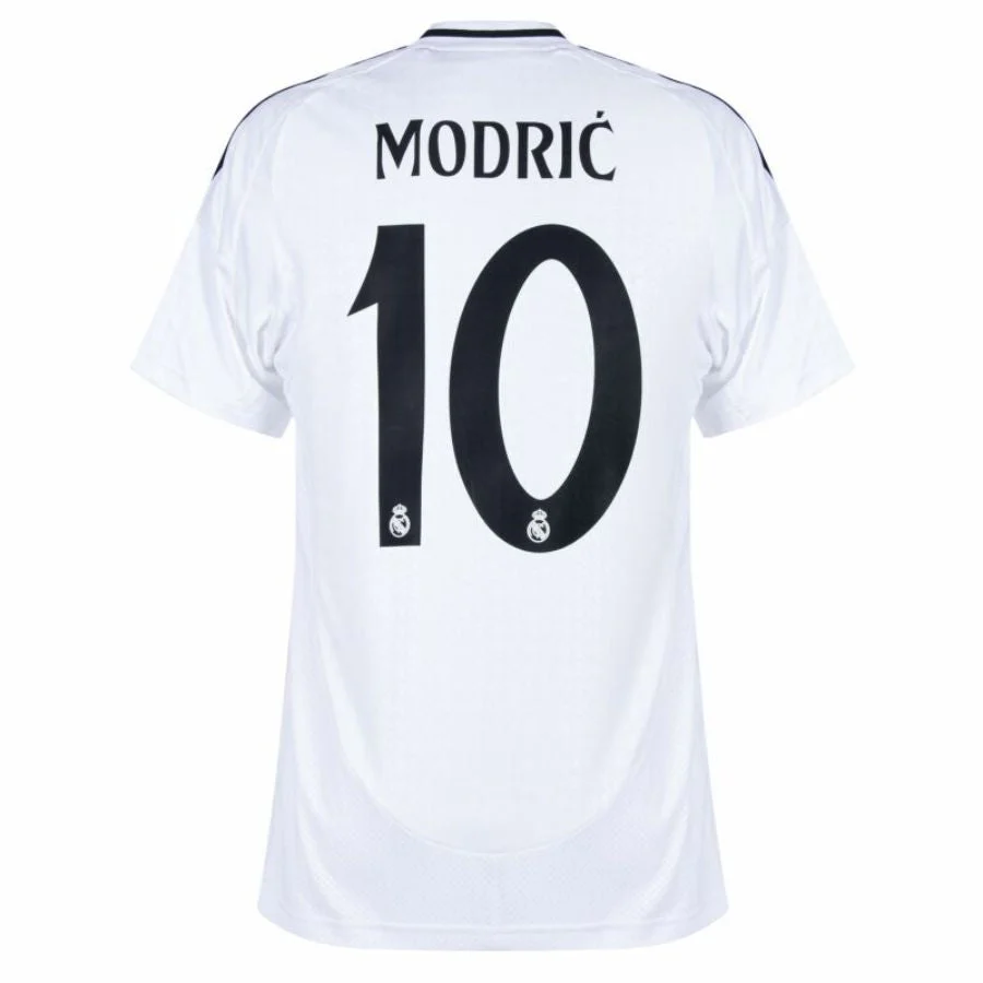 Real Madrid Modric 10 Home Fan Jersey 2024/25 Patches UCL UEFA Foundation (Official Printing)
