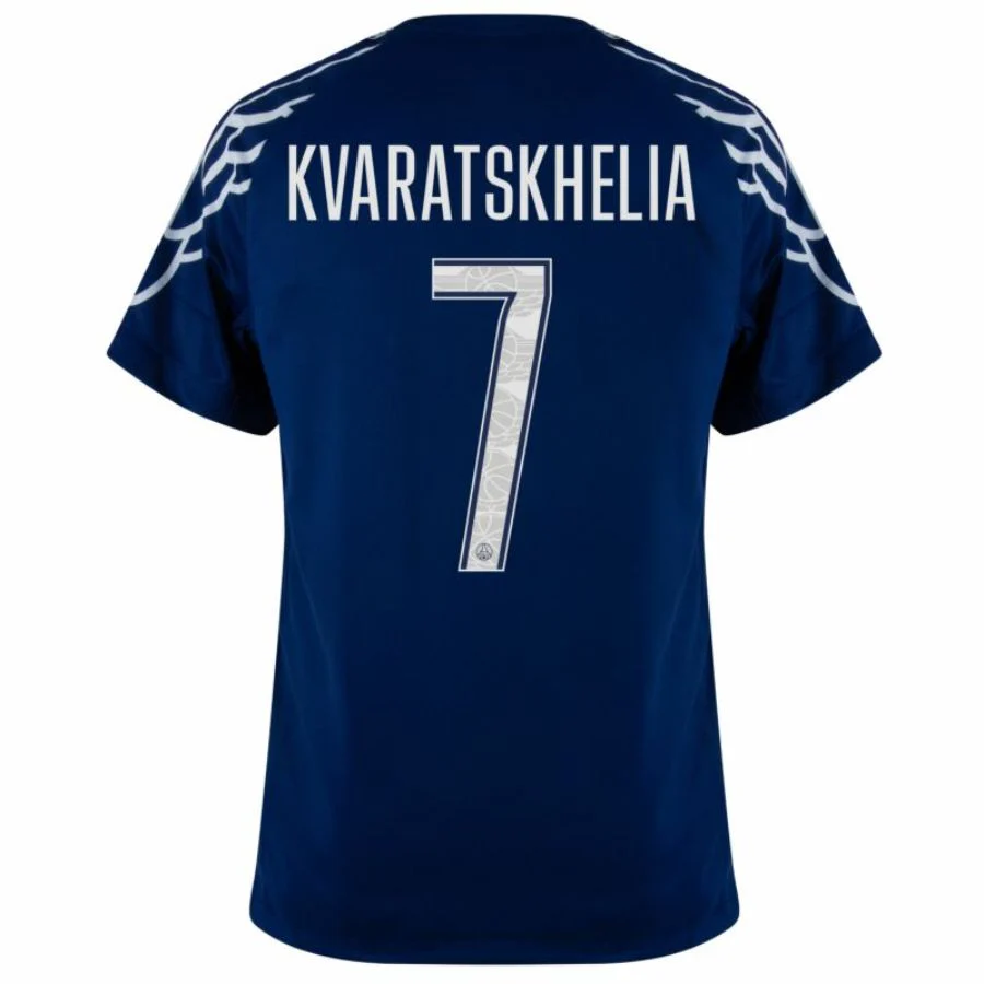 Paris Saint-Germain Kvaratskhelia 7 Fan Jersey Fourth Jordan 2024/25 Patches UCL UEFA Foundation (Official Printing)