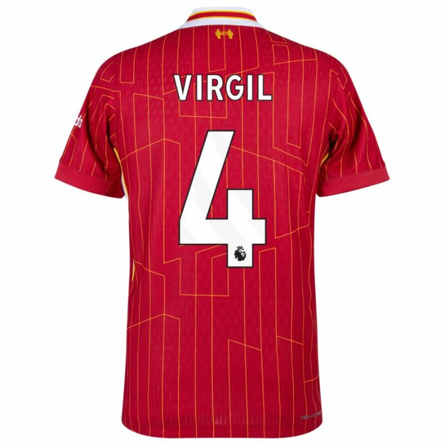 Liverpool Virgil 4 Home 2024/25 Patches UCL UEFA Foundation (Official Printing)