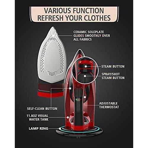 OMAIGA Cordless Iron 1500W Cordless Iron with Steam with 11.84ozs Water Tank