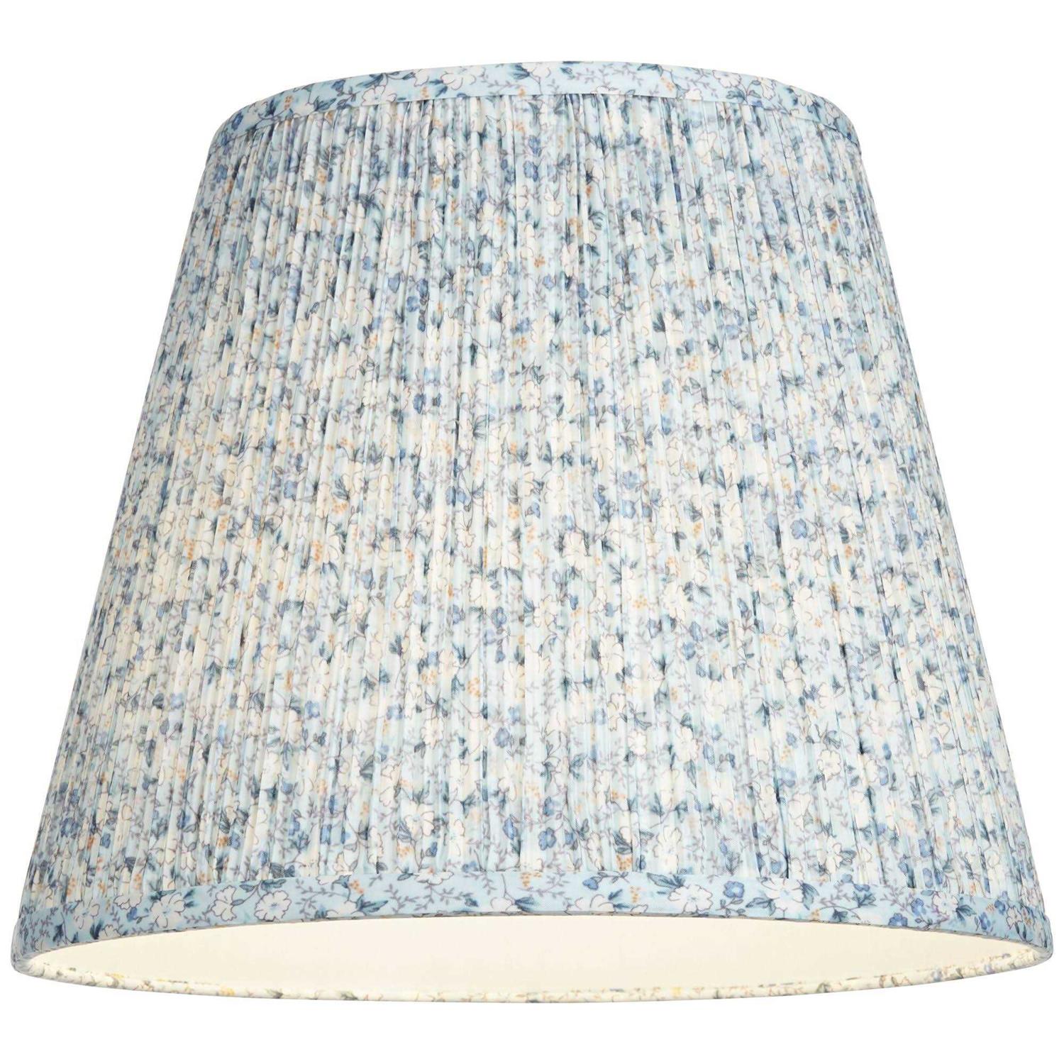 Springcrest Set of 2 Pleat Empire Print Lamp Shades Blue Floral Medium 8 inch Top x 13 inch Bottom x 10.75 inch High Spider Harp and Finial 671X7