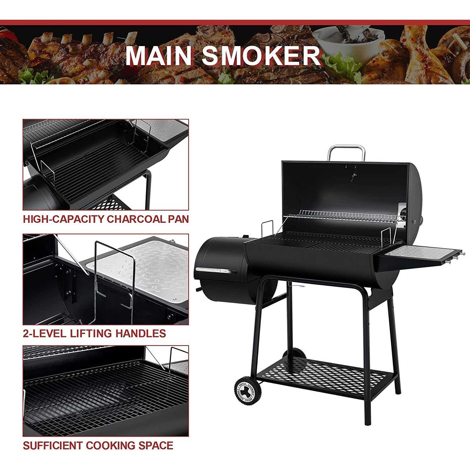 Royal Gourmet Cc1830M 30-Inch Barrel Charcoal Grill with Offset Smoker