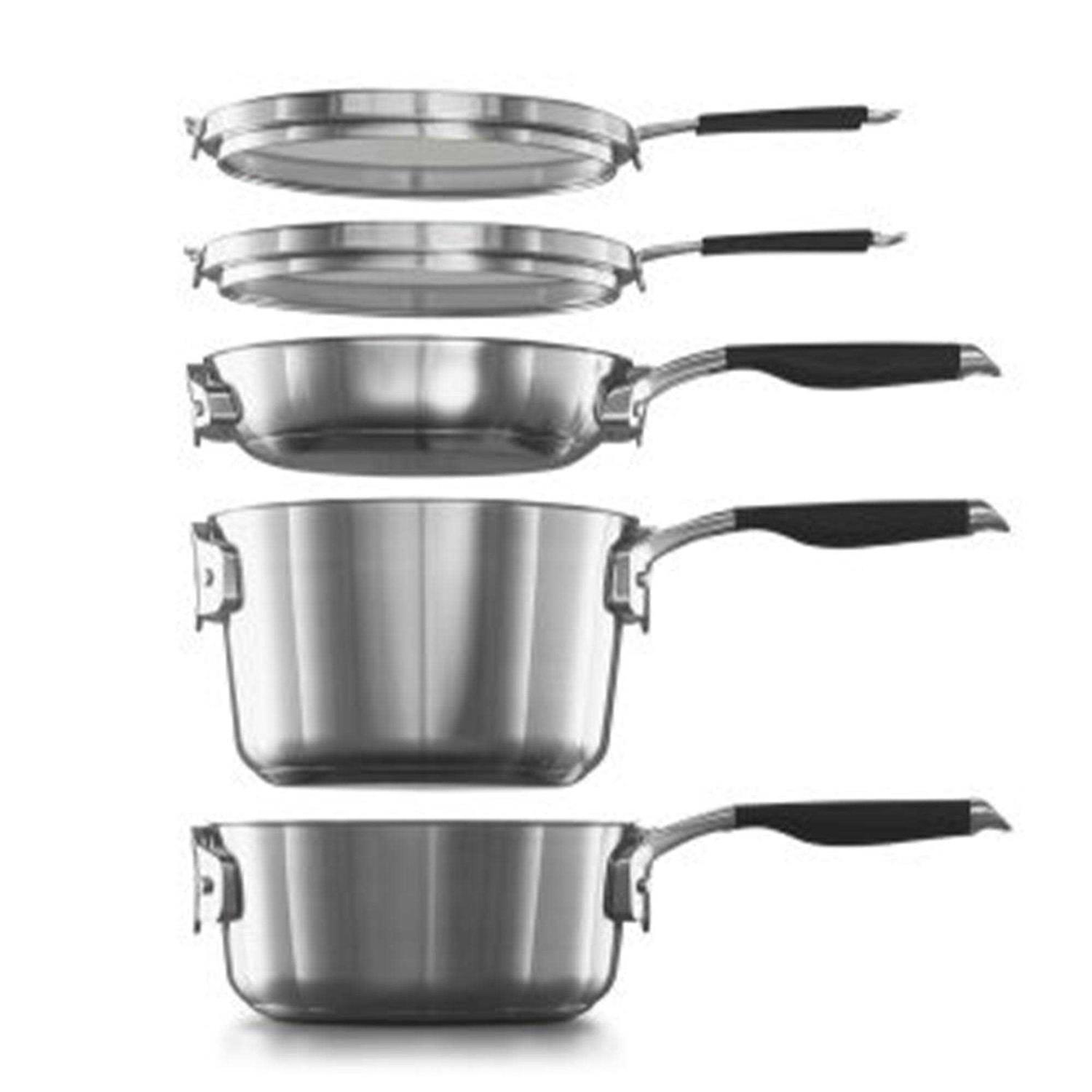 Select by Calphalon Space-Saving 10-Piece Stainless Steel Cookware Set