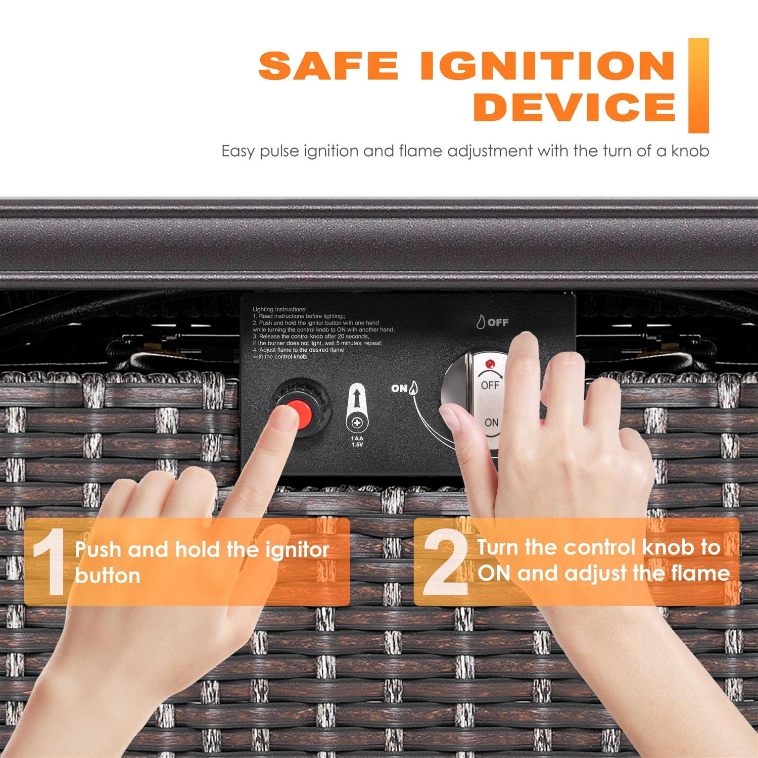 Nuu Garden Outdoor 43-Inch Propane Gas Fire Pit Table