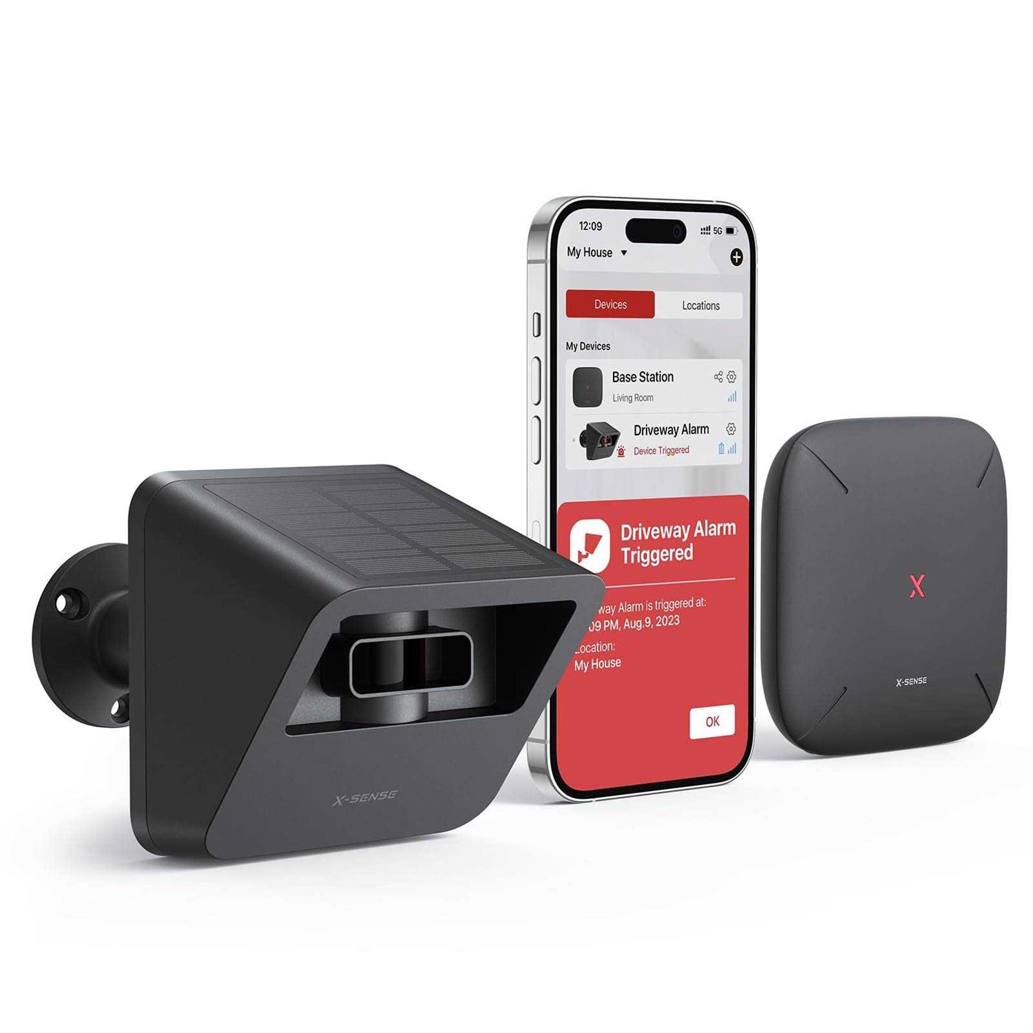 X-Sense Driveway Alarm Long Range Solar Powered Smart Driveway Alarm