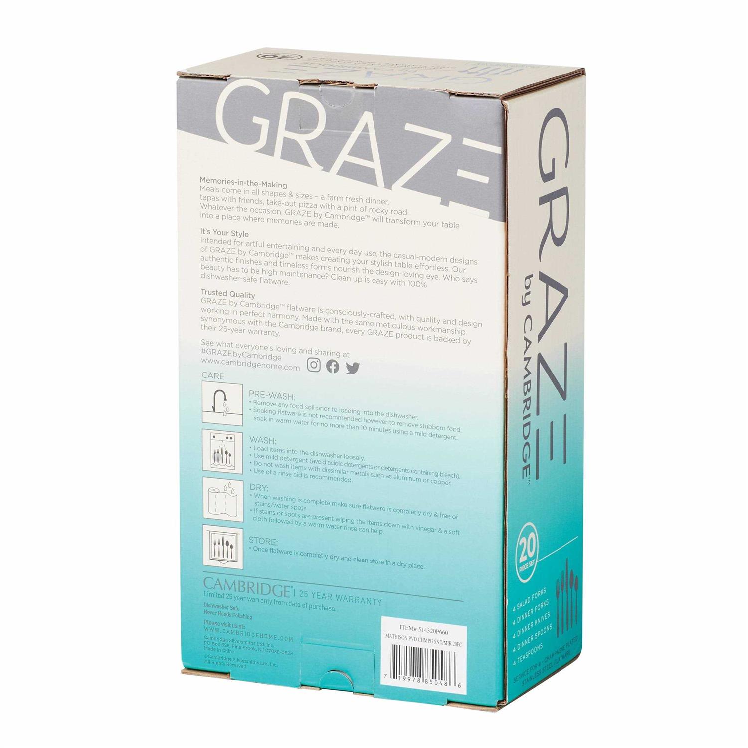 Graze by Cambridge Mathison Sand/Mirror Stainless Steel Flatware Set