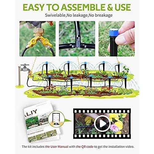 HIRALIY 984FT Drip Irrigation Kit Garden Watering System