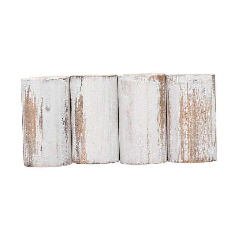 Efavormart Set Of 3 Rustic Whitewashed Wood 3-Tier Semicircle Dessert Pedestals