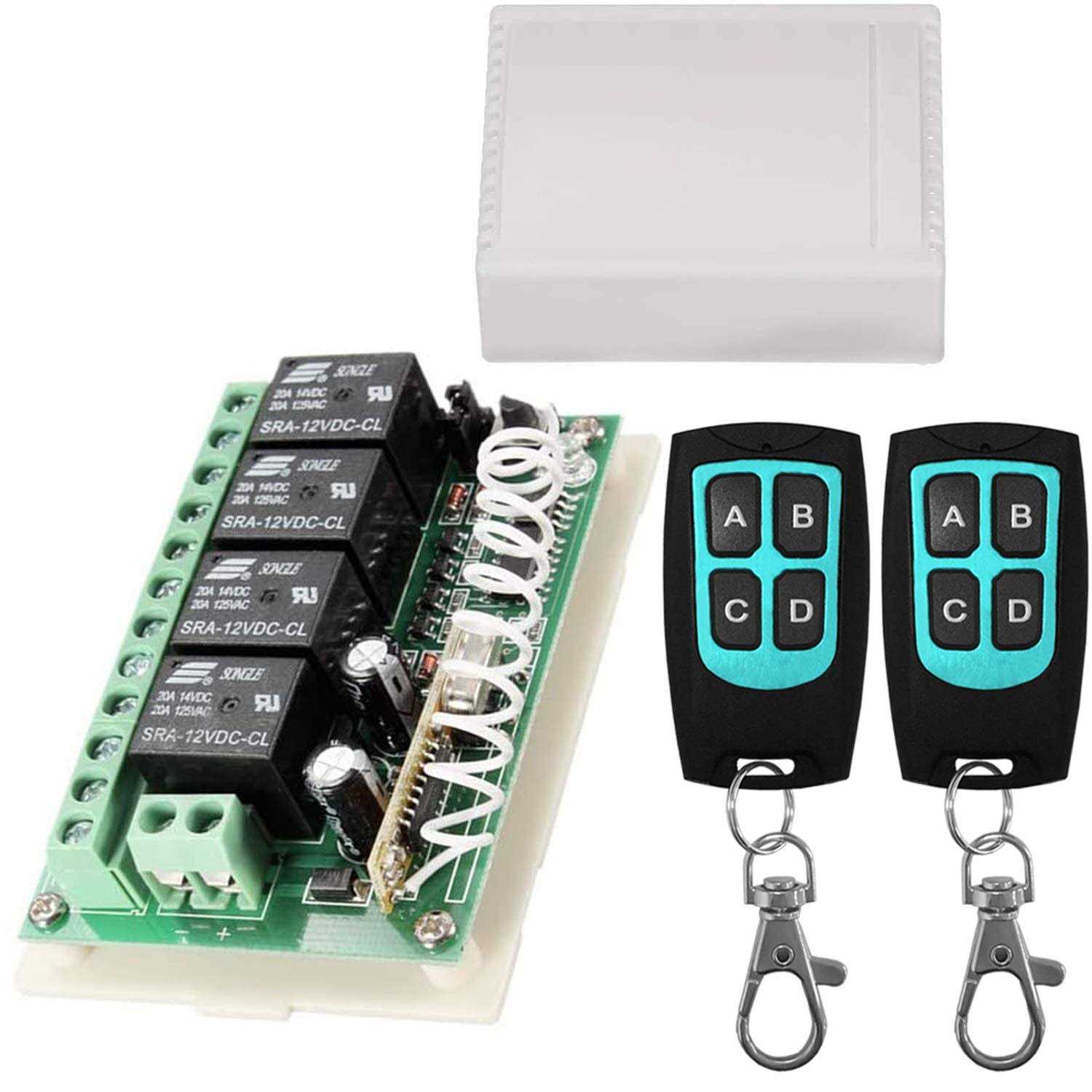 12V Relay Remote Switch Wireless RF Remote Control Switch 4 Channel Relay Module 433Mhz Transmitter Receiver Kit Universal Remote Controller