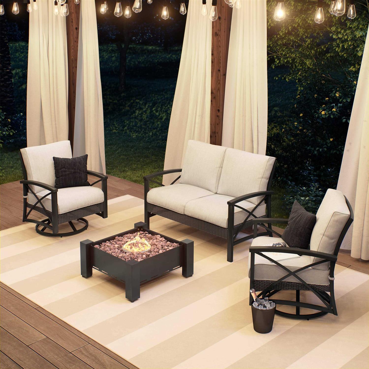 Ove Decors Paisley Gas Heating 31 in. Round Dark Charcoal Fire Pit