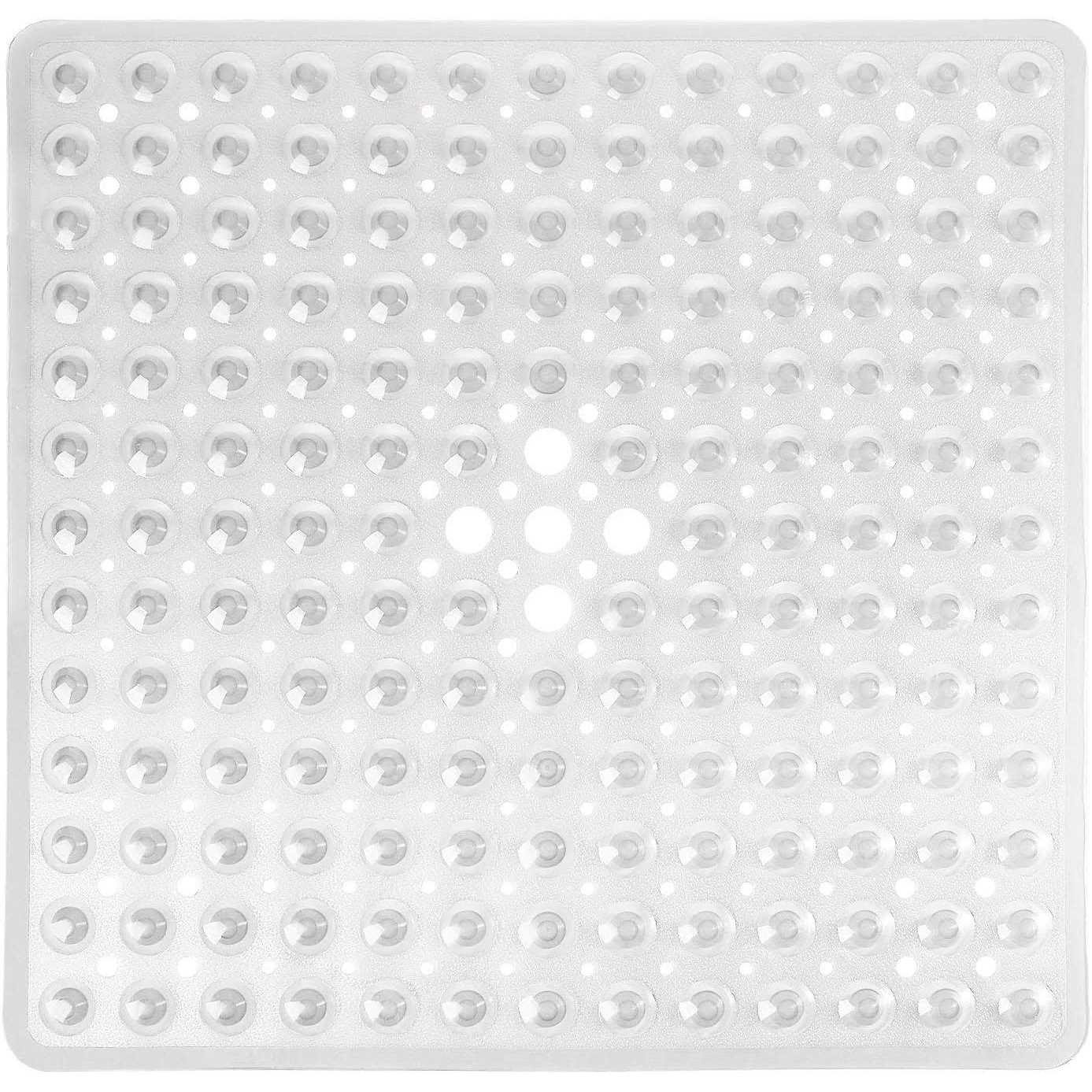 Yimobra Shower Bathtub Mat Non Slip, 21×21 Inch, Soft Square Bath Mat For Tub with Suction Cups and Drain Holes