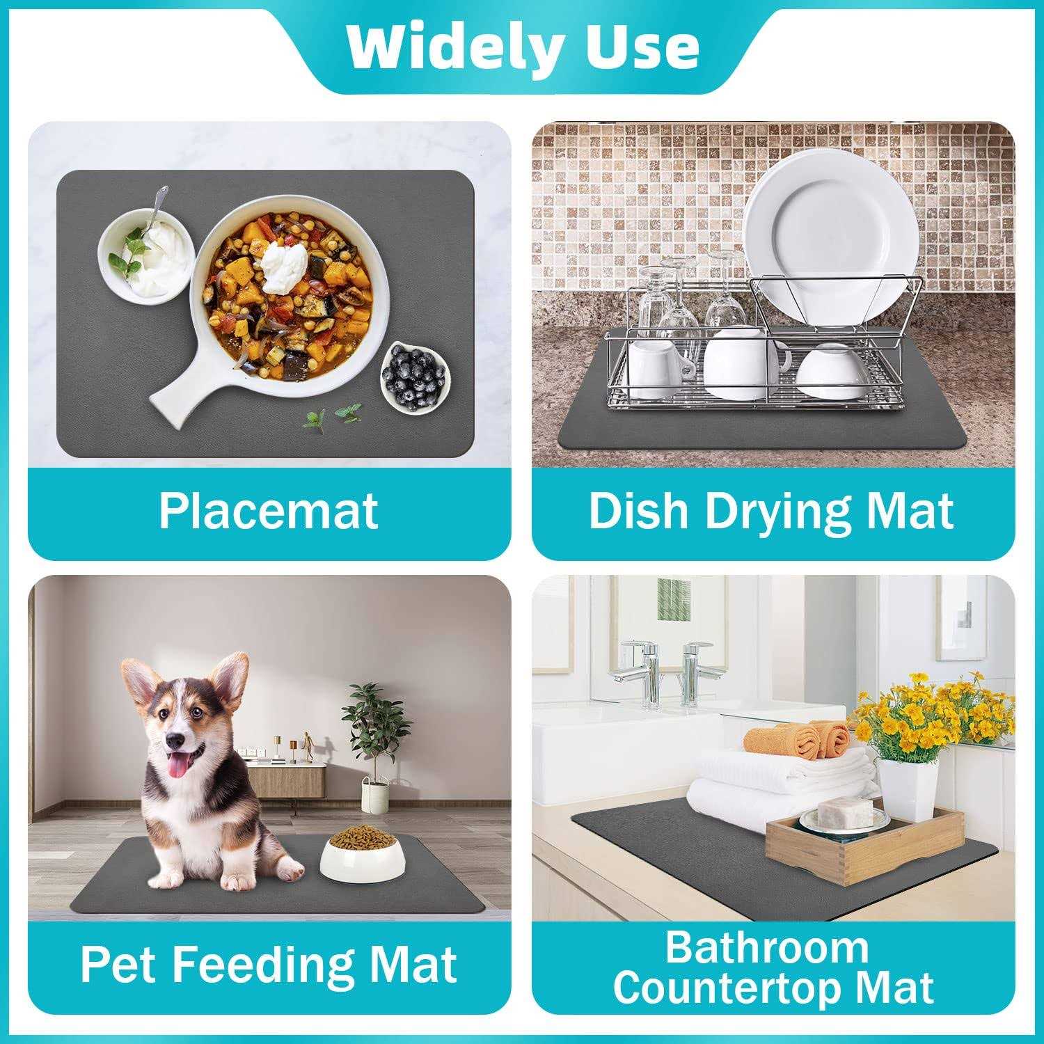 PoYang coffee maker mat for countertops coffee mat absorbent coffee bar mat for kitchen hide stain rubber backed