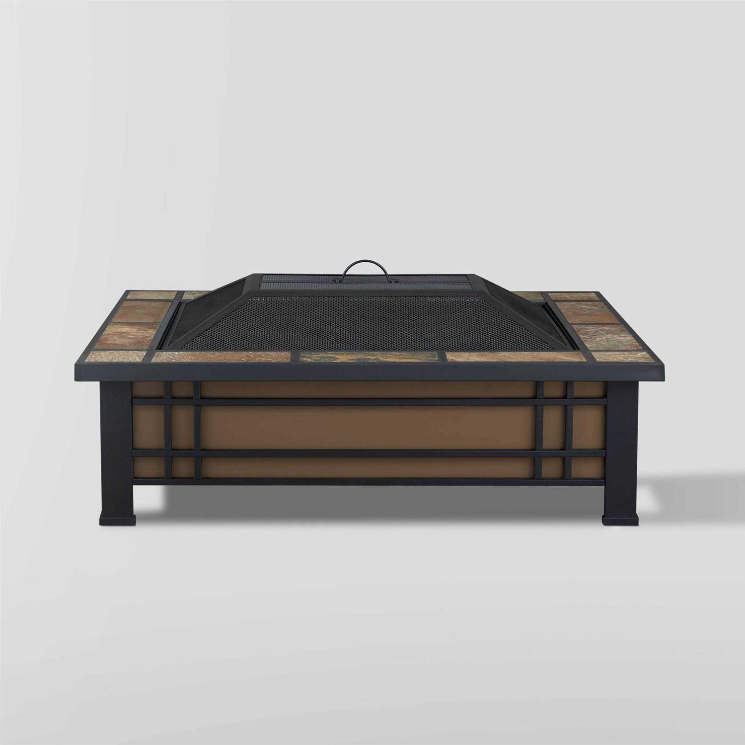 Real Flame Hamilton Natural Slate Tile Wood Burning Fire Pit