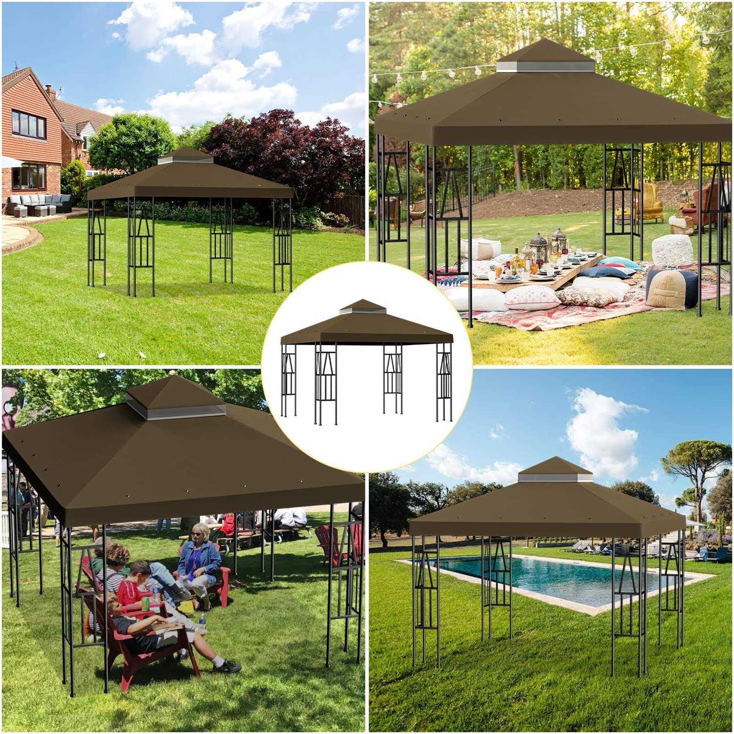 Big Lighting Deals 10′ X Gazebo Canopy Top Replacement Double Tier Patio Cover