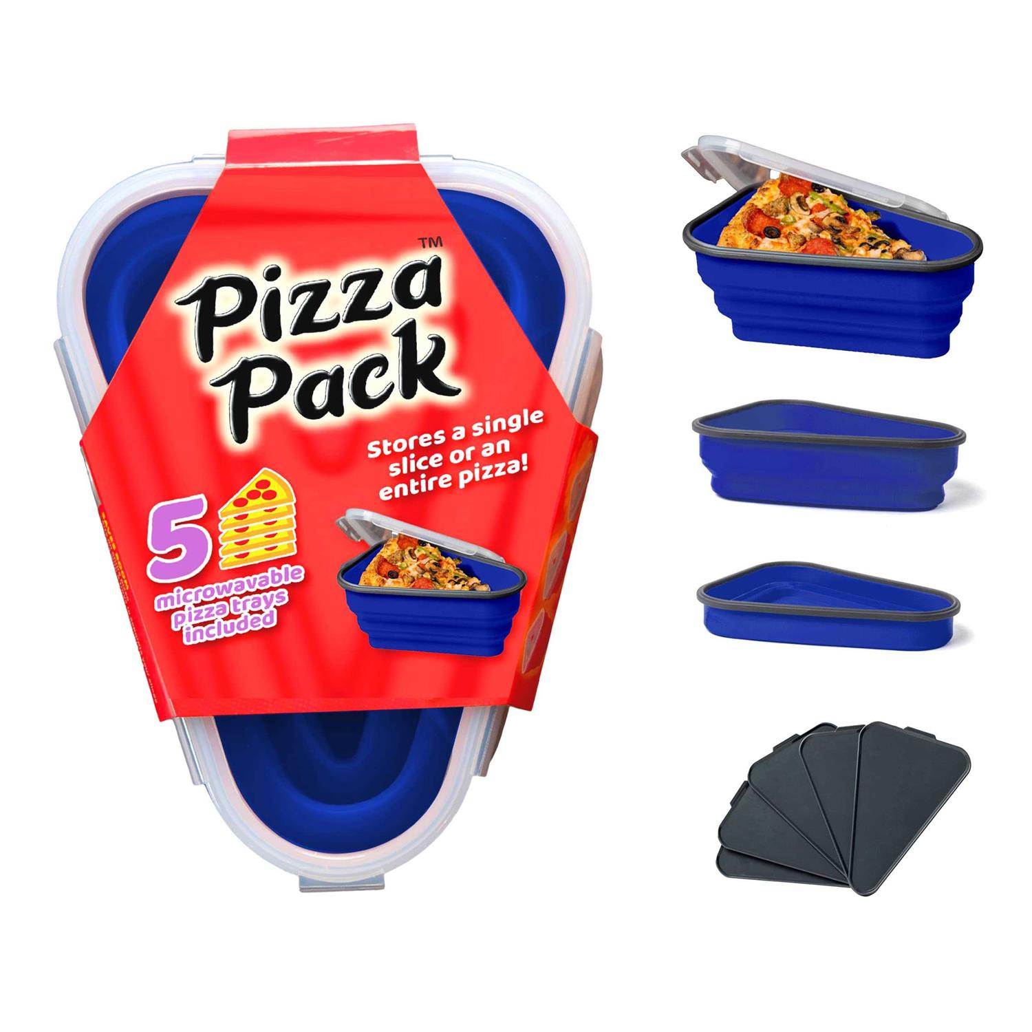 Pizza Pack The Perfect Reusable Pizza Storage Container with 5 Microwavable Serving Trays