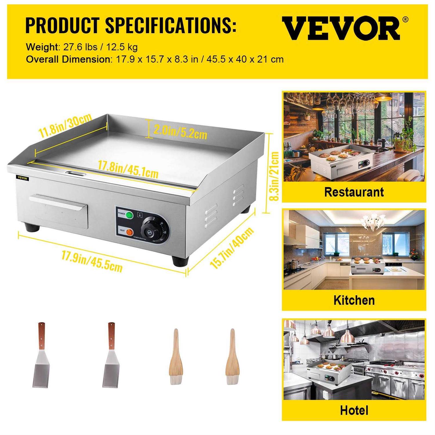 VEVOR Commercial Electric Griddle DBLYCQP18110VGBZHV1