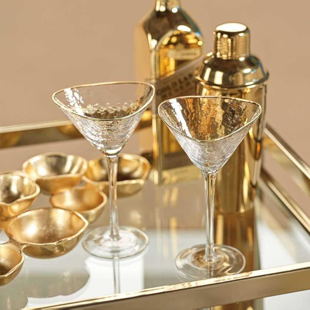 Zodax Aperitivo Triangular Martini Glass with Gold Rim