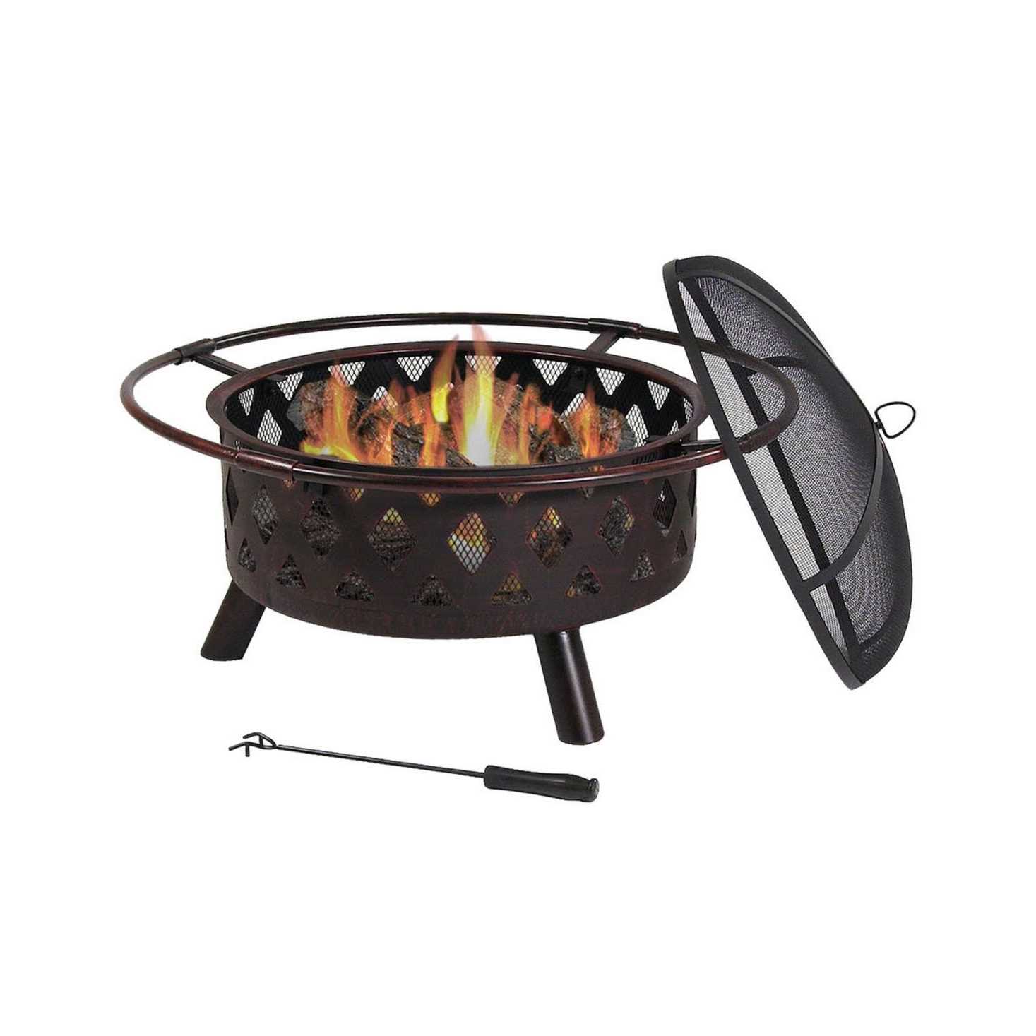 Sunnydaze Decor Crossweave Fire Pit with Spark Screen