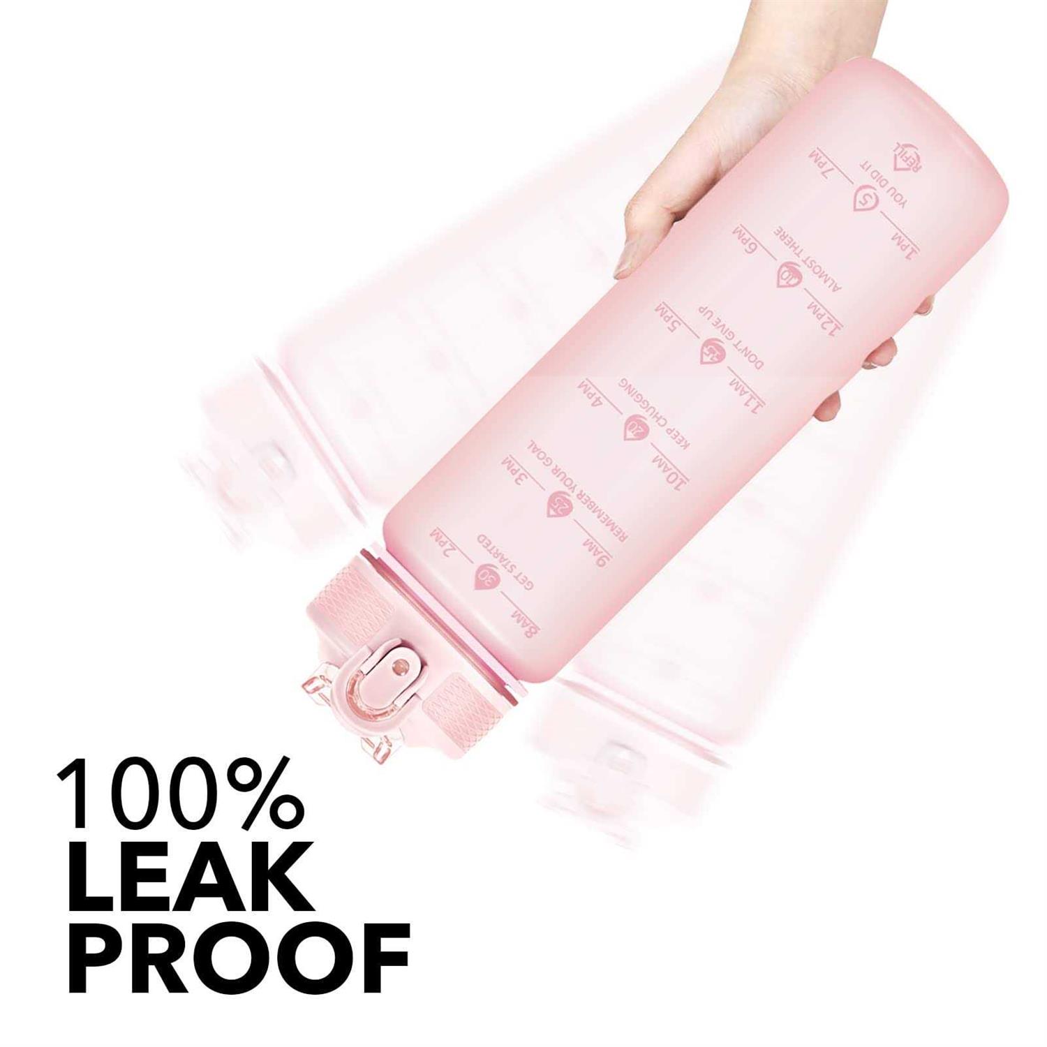 Hyeta 32 oz Water Bottles with Times to Drink and Straw