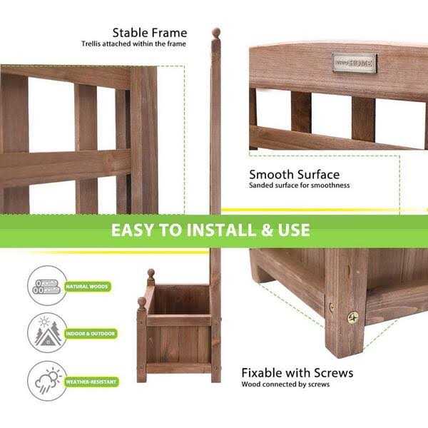 VIVOHOME Wood Planter Raised Bed with Trellis VIVOHOME