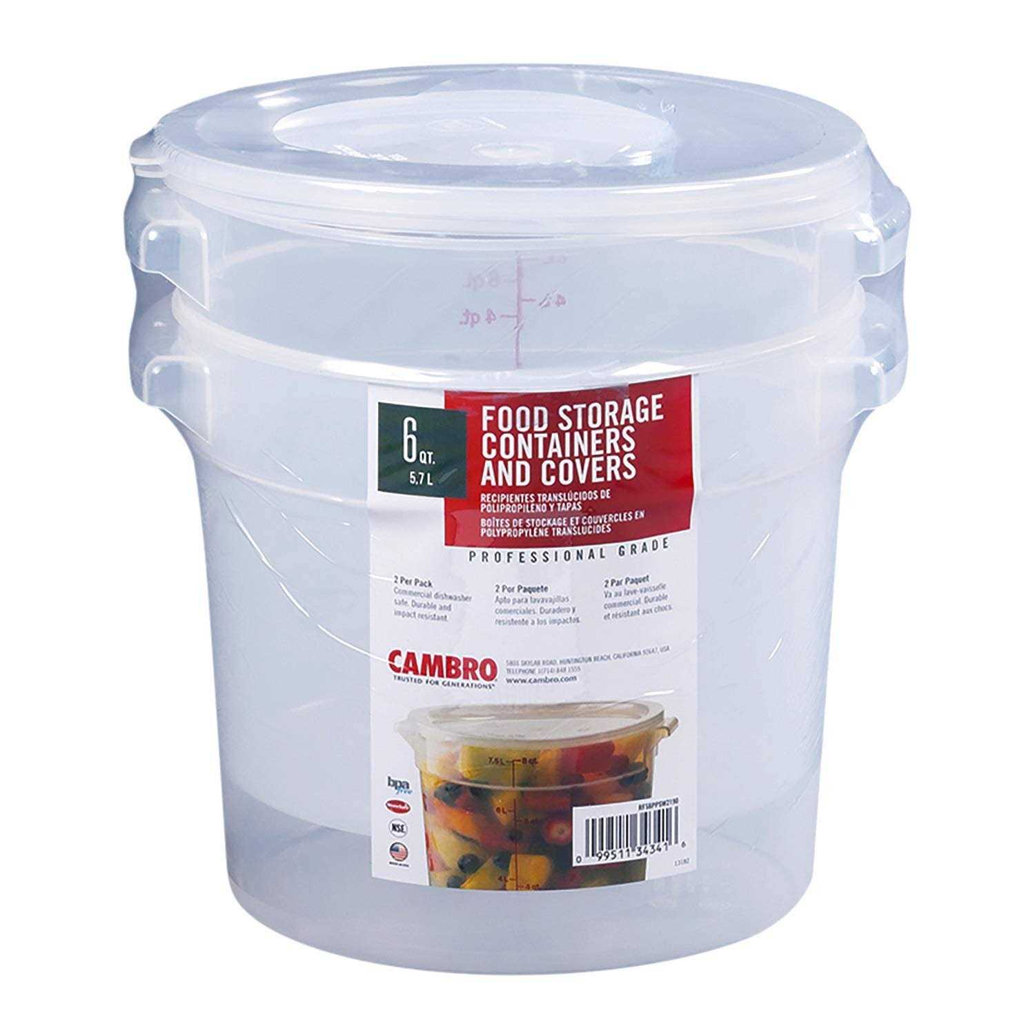 Cambro RFS6PPSW2190 Round Food Storage Container & Covers
