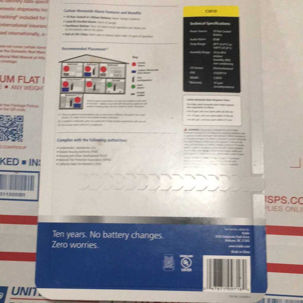 Kidde Carbon Monoxide Detector 10 Year Battery