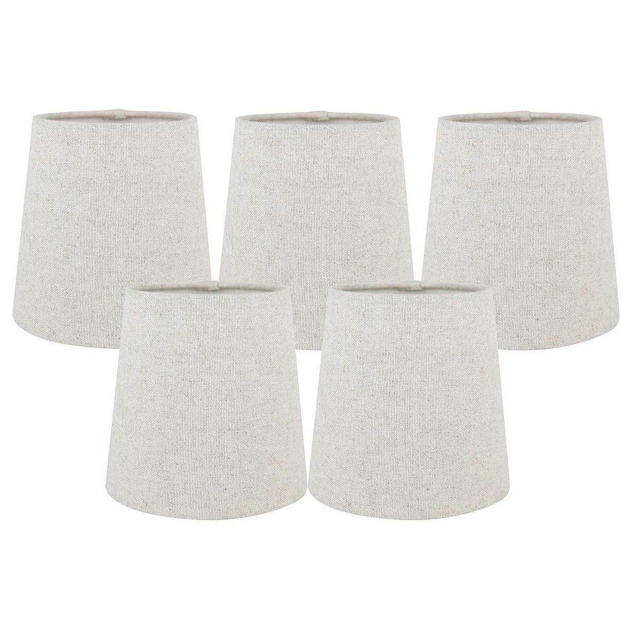 Meriville Set of 5 Linen Clip On Chandelier Lamp Shades