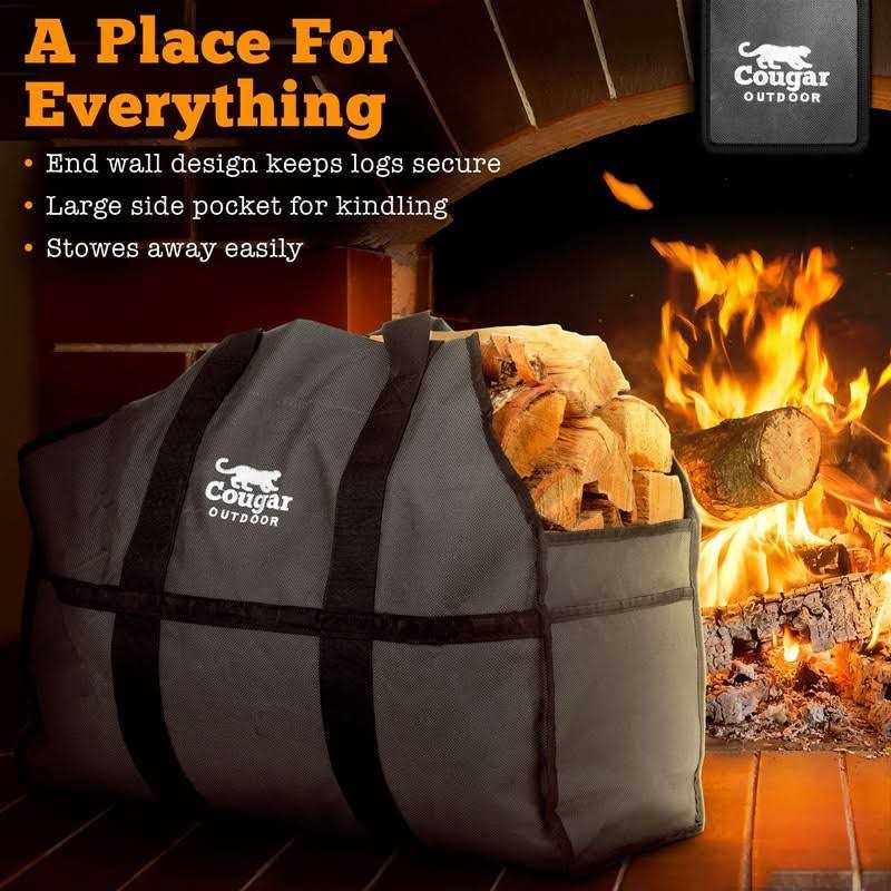 Cougar Outdoor Firewood Carrier Log Carrier Waterproof Heavy Duty Extra Large Capacity Canvas Wood Carrying Bag for Firewood