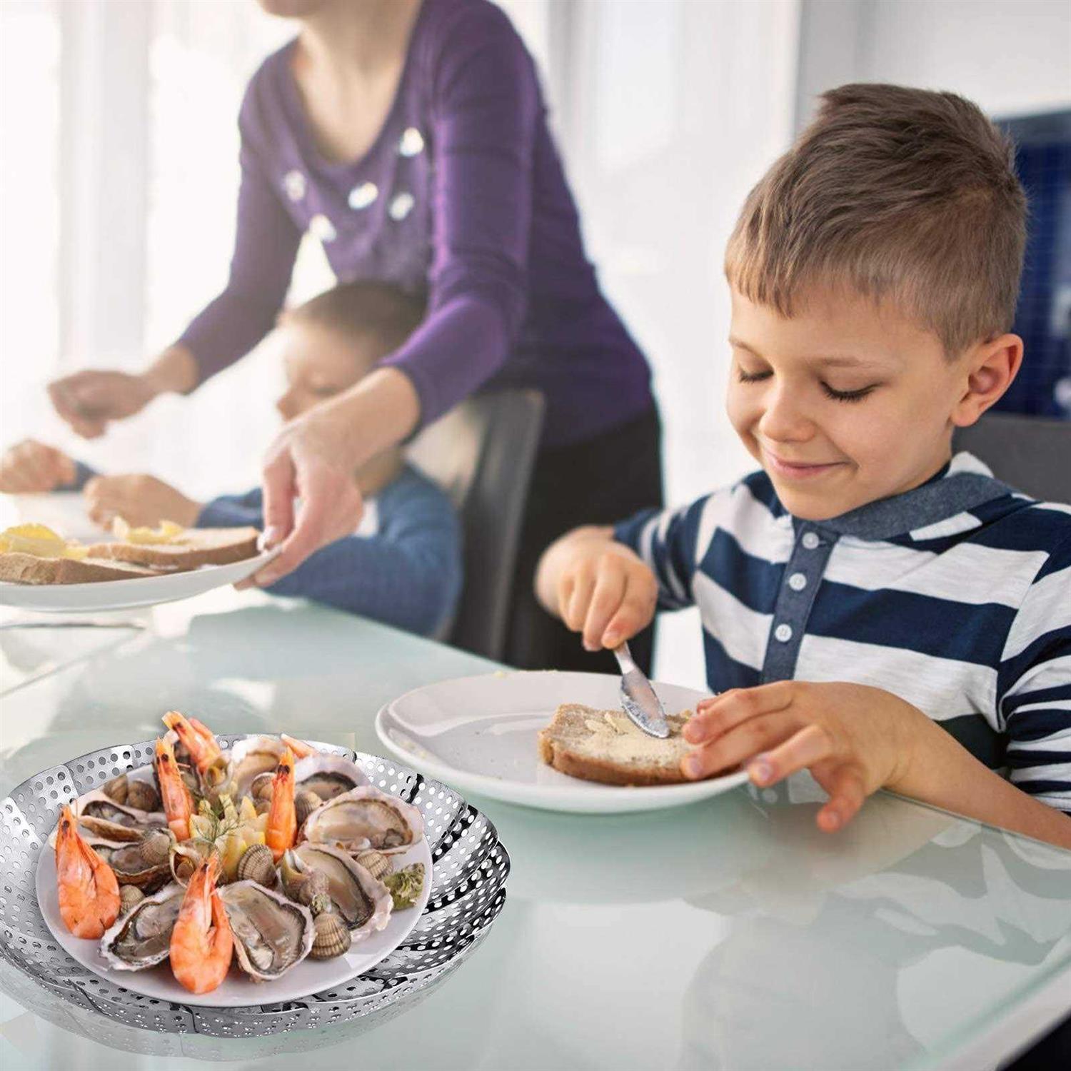 YLYL Veggie Vegetable Steamer Basket Folding Steaming Basket Metal Stainless Steel Steamer Basket Insert