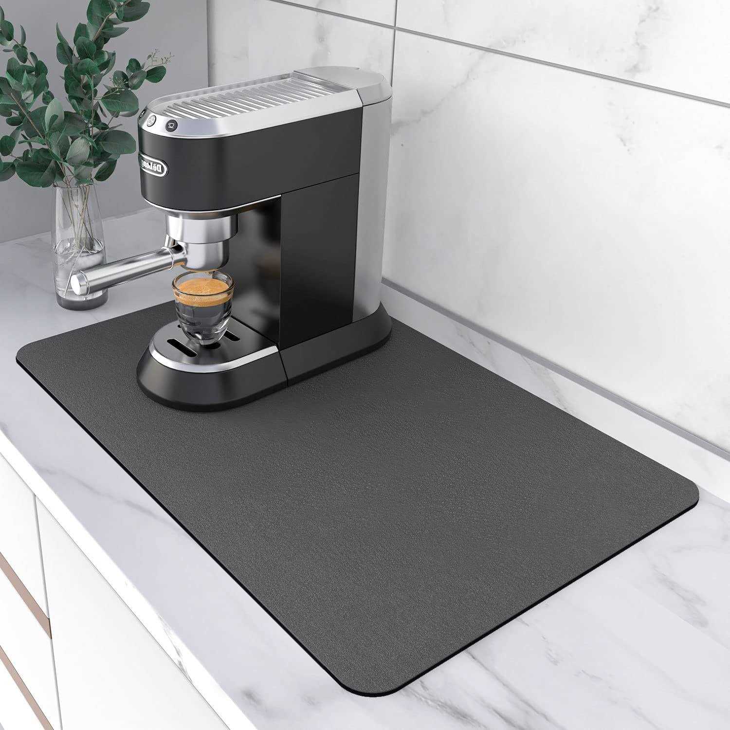 PoYang coffee maker mat for countertops coffee mat absorbent coffee bar mat for kitchen hide stain rubber backed