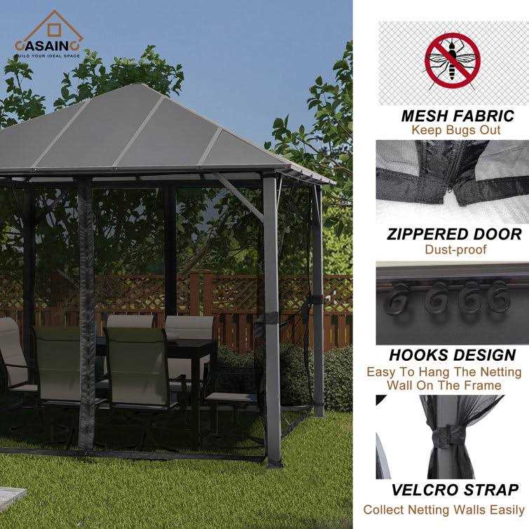10 ft. W x 10 ft. D Aluminum Patio Gazebo CASAINC WF-SB515A