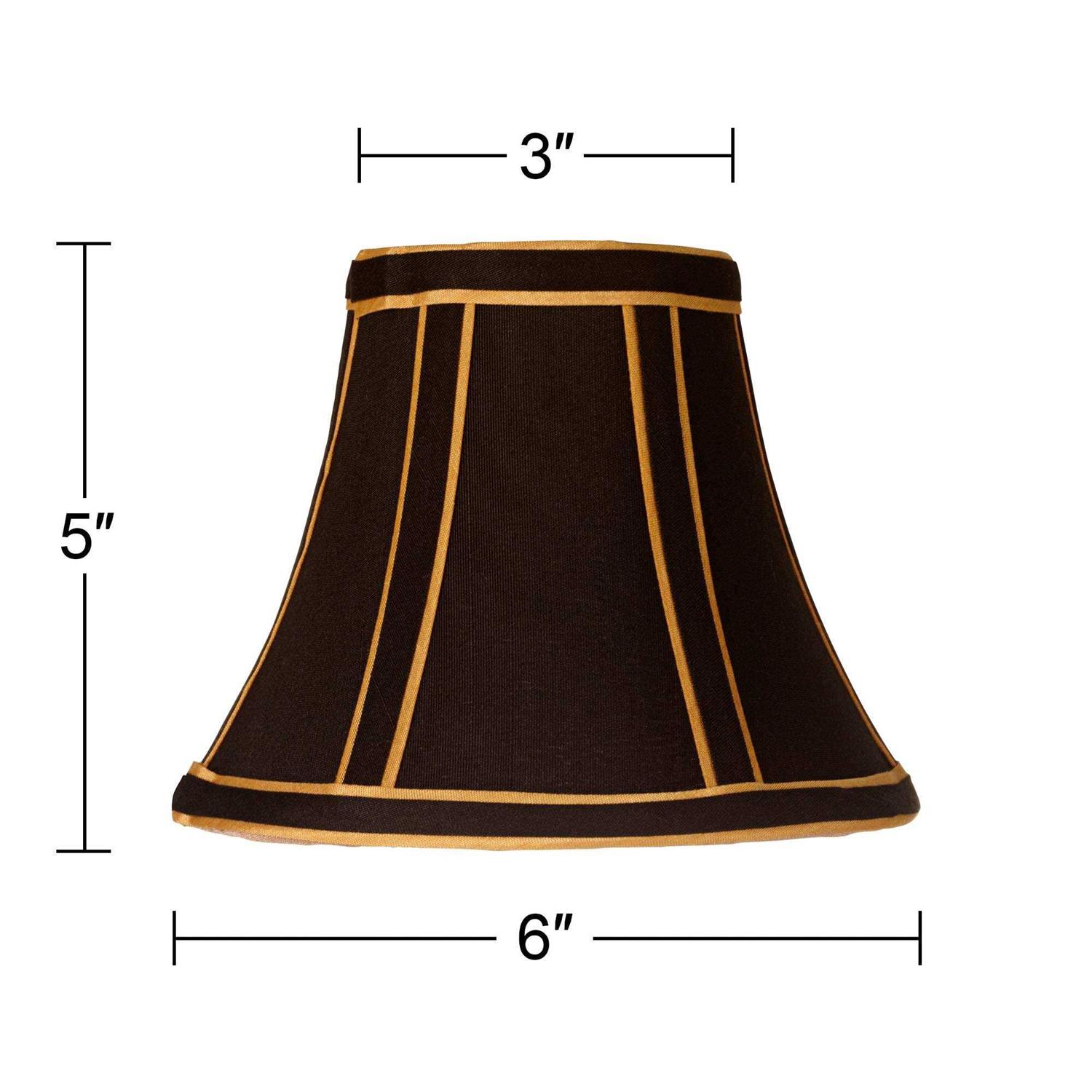 Springcrest Set Empire Lamp Shades Black with Gold Trim Small 3 Top x 6 Bottom x 5 High Candelabra Clip-On Fitting