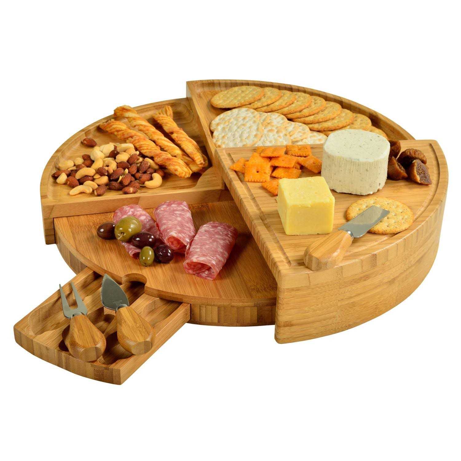 Picnic at Ascot Vienna Transforming Bamboo Cheese Board Set with 3 Tools