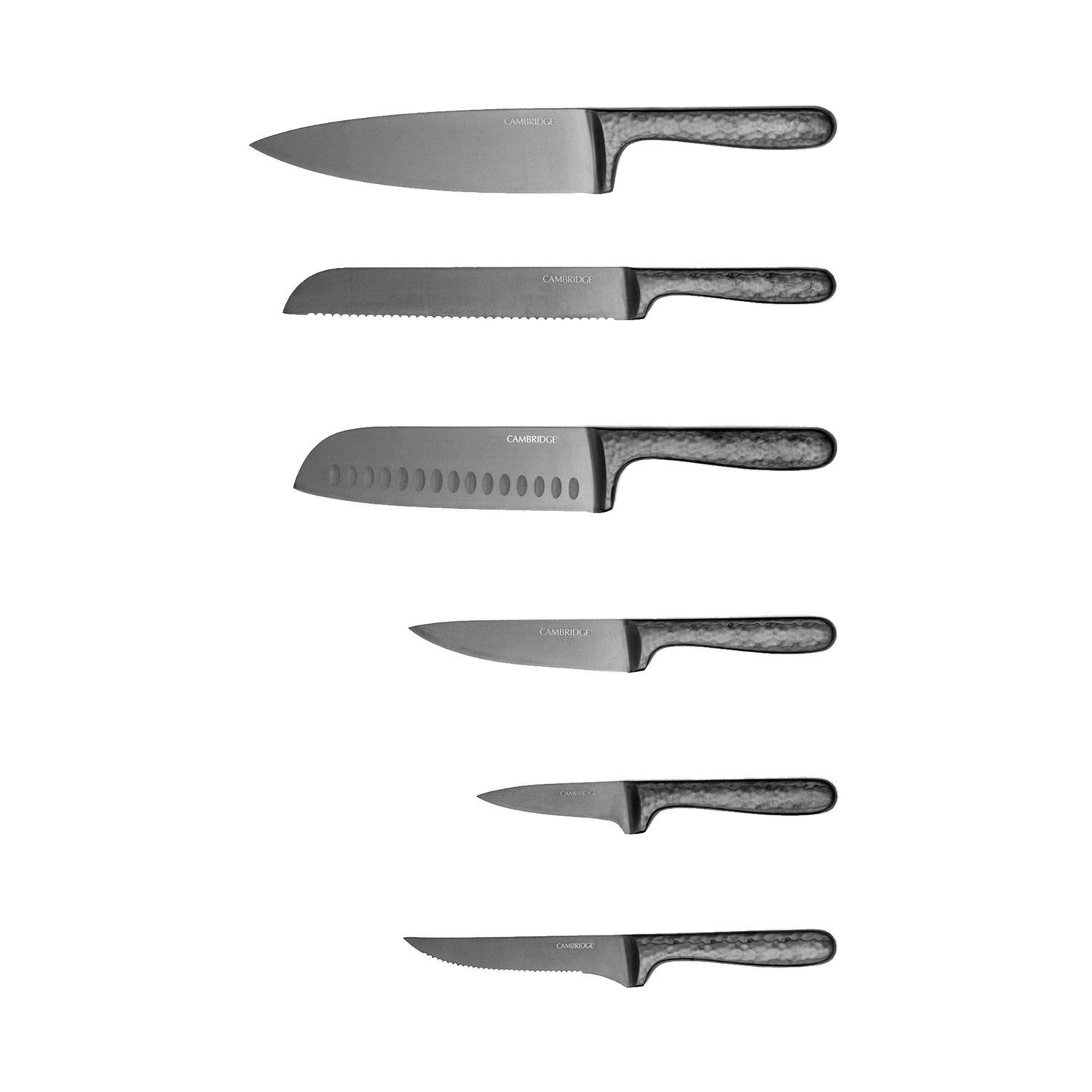 Cambridge Silversmiths Nero Hammered Titanium 12 Piece Cutlery Set with Block