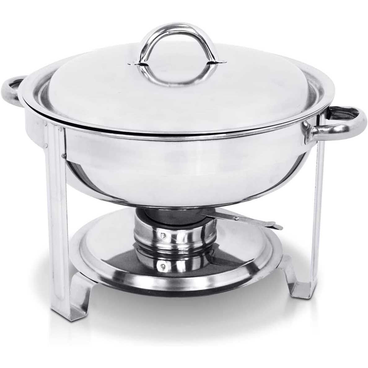 SUPER DEAL Upgraded 5 Qt Full Size Stainless Steel Chafing Dish Round Chafer Buffet Catering Warmer Set w/Food and Water Pan