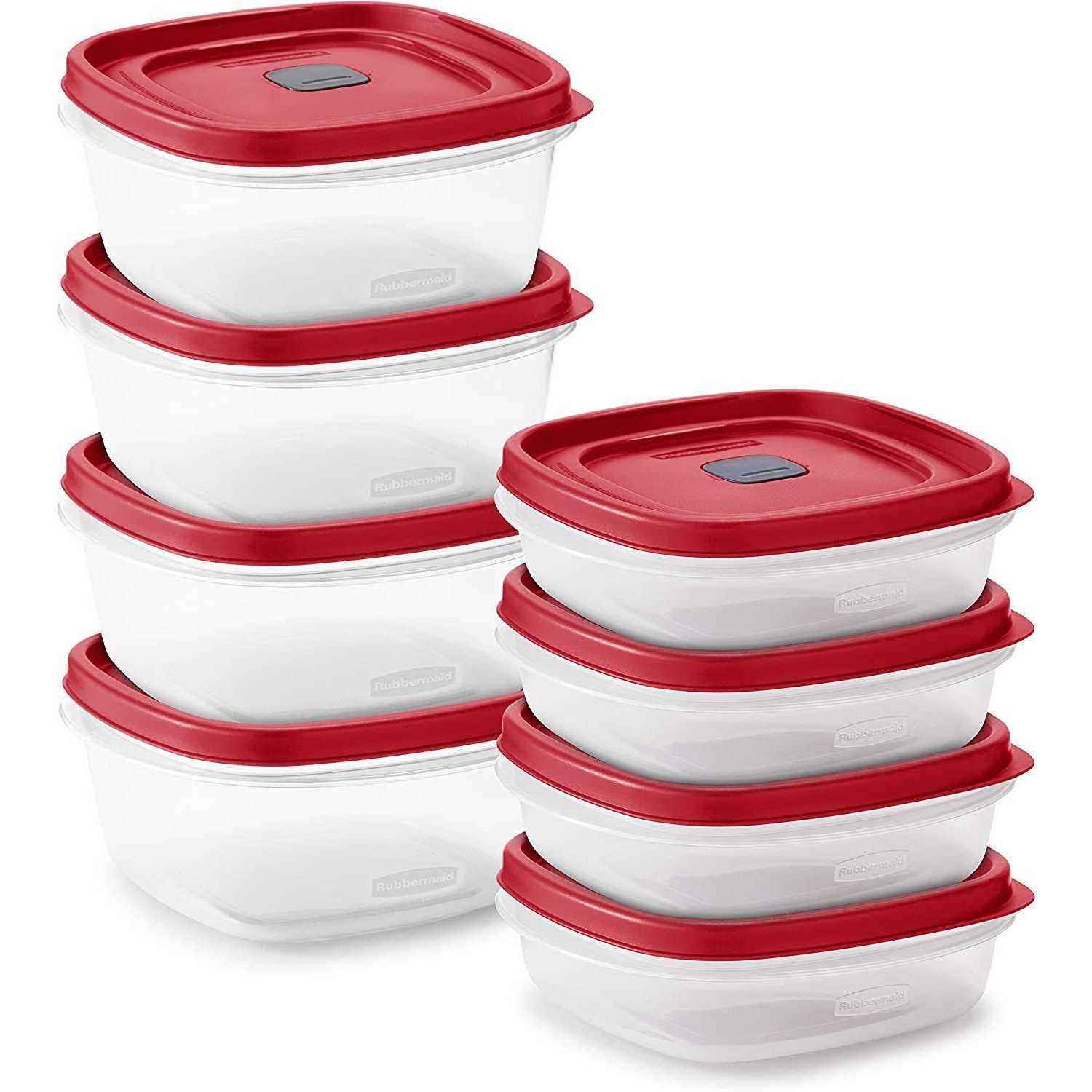 Rubbermaid Easy Find Vented Lids Food Storage Set of 8 Plastic Meal Prep Containers
