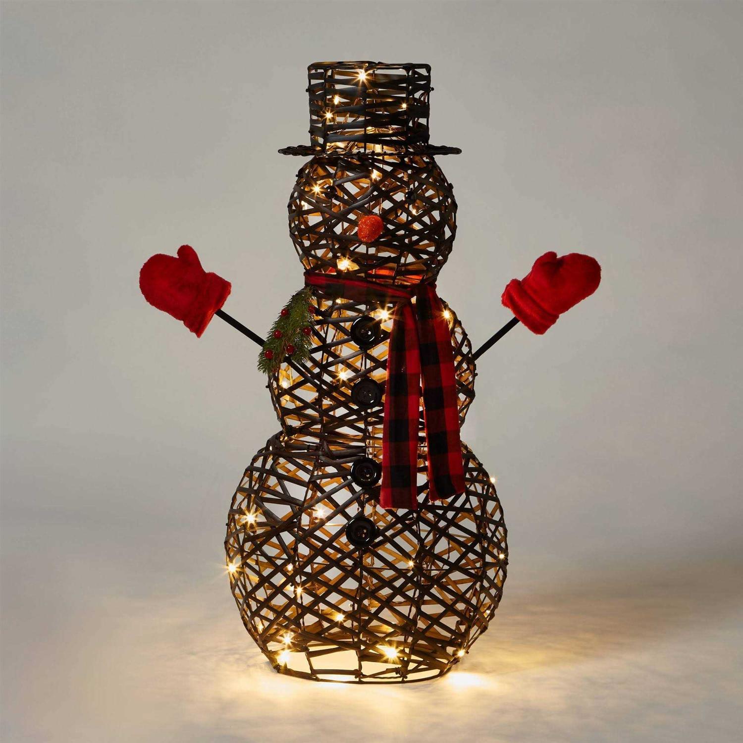 Wondershop 34 Faux Rattan Snowman LED Christmas Novelty Sculpture Light
