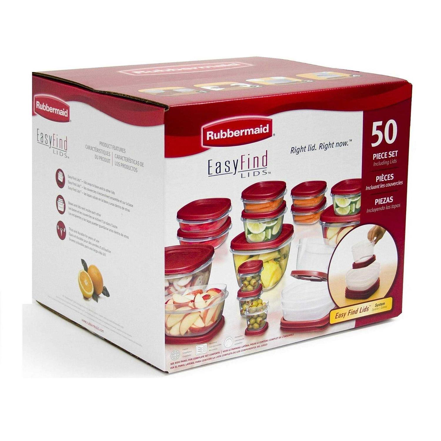 Rubbermaid 50 Piece Easy Find Lids Food Storage Set