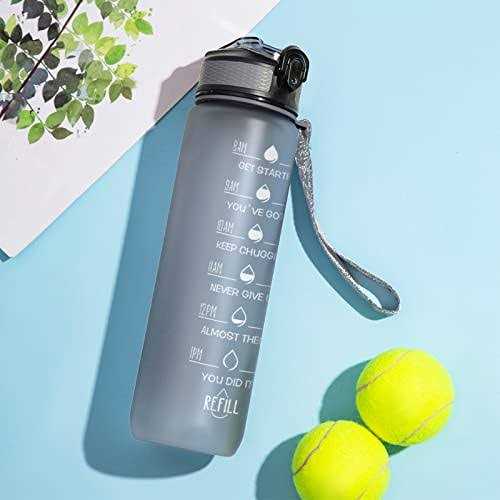 Hyeta 32 oz Water Bottles with Times to Drink and Straw