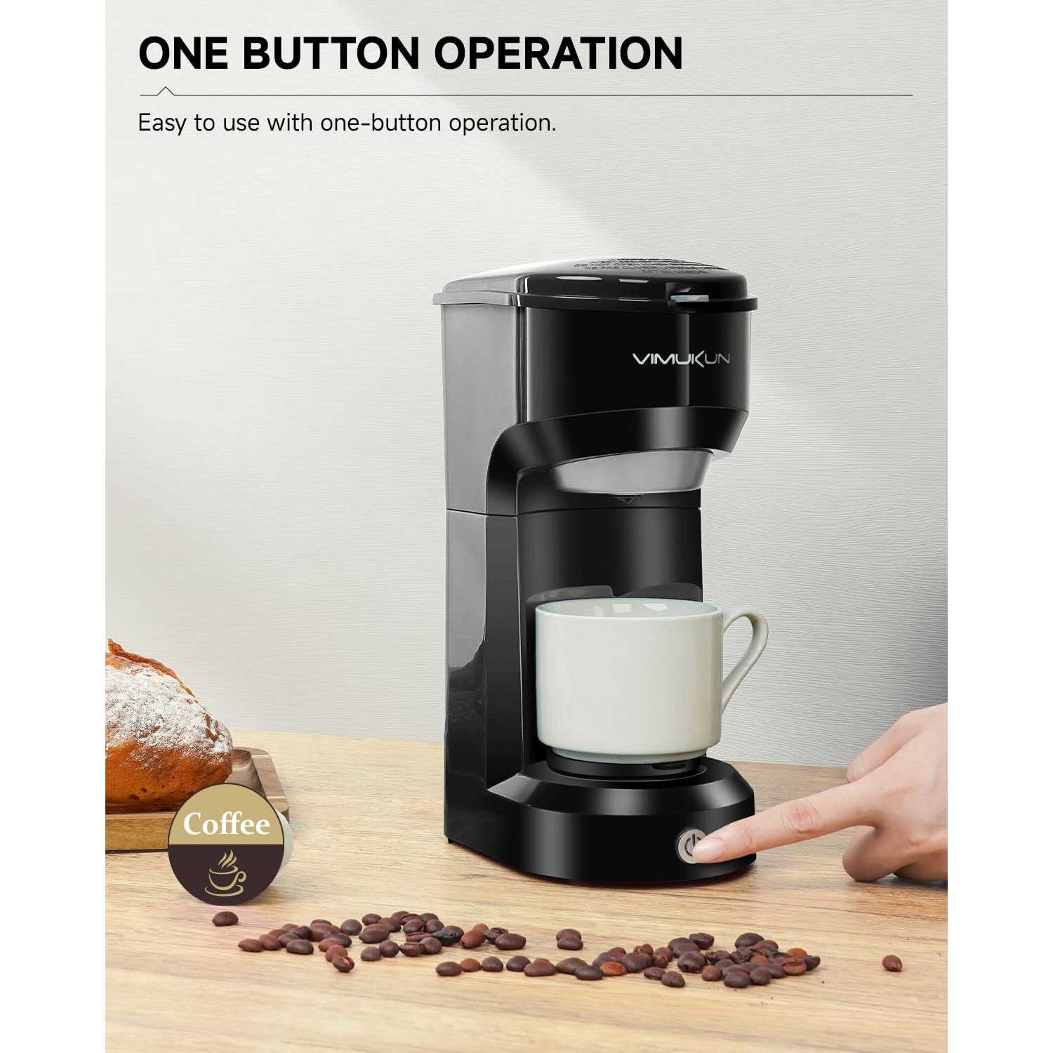Vimukun Single Serve Coffee Maker Coffee Brewer Compatible with K-Cup Single Cup Capsule with 6 to 14oz Reservoir