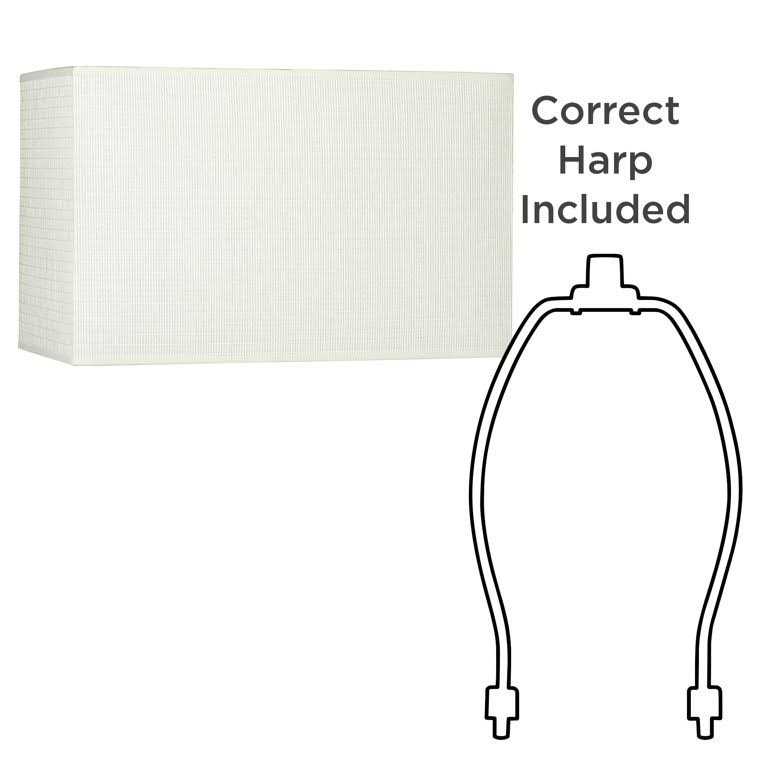 Springcrest Set of 2 Rectangular Lamp Shades Off-White Medium 16 Wide x 8 Deep x 10 High Spider with Replacement Harp and Finial Fitting 657X7