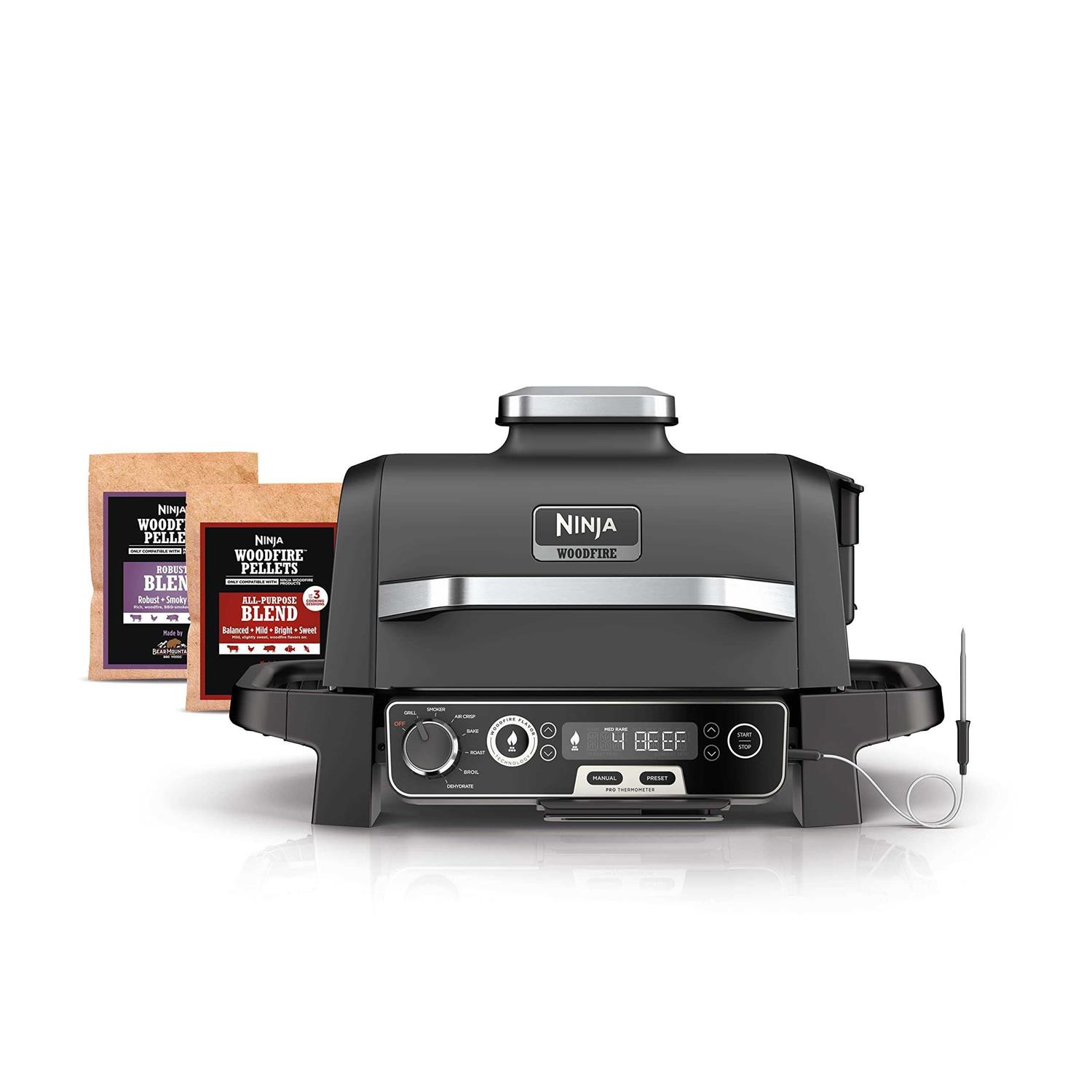 Ninja OG751BRN Woodfire Pro Outdoor Grill & Smoker with Built-In Thermometer