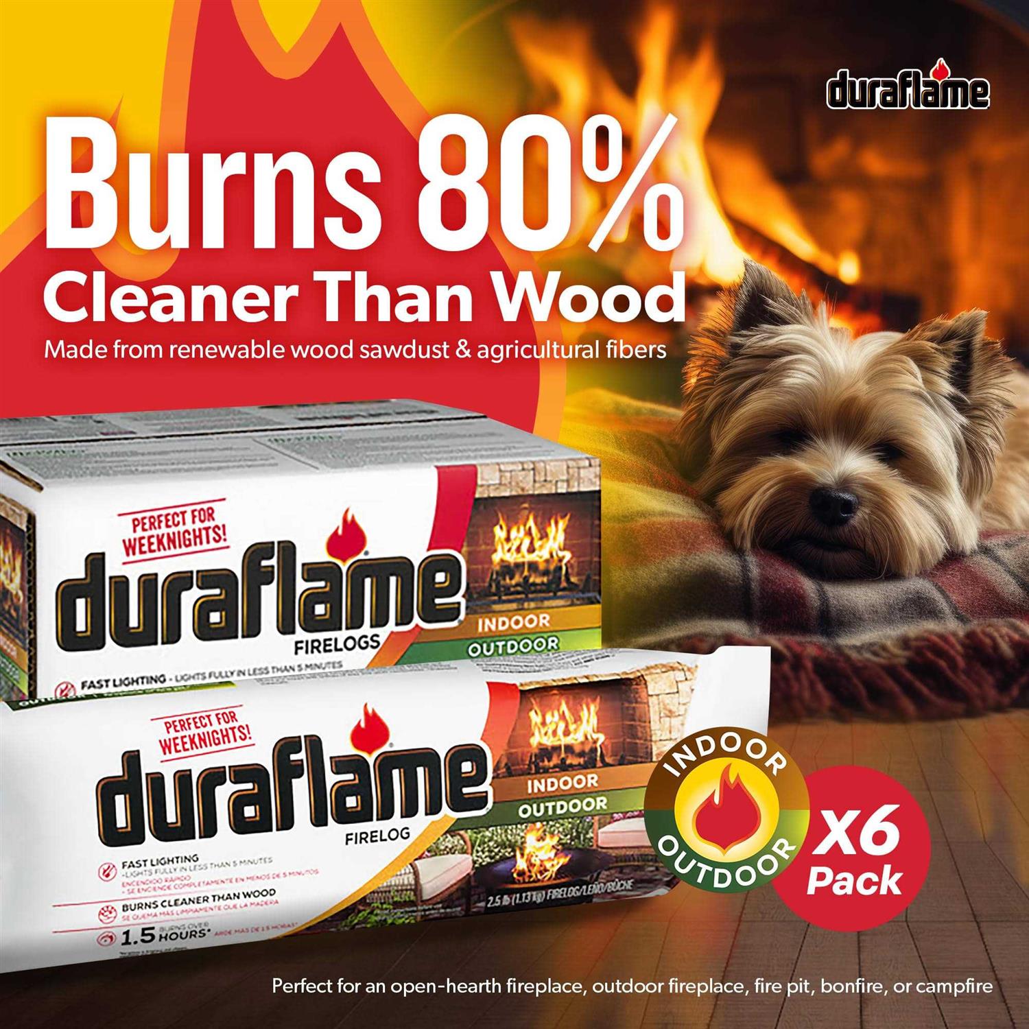 Duraflame 2.5lb 1.5-hr Firelog, 6 Pack