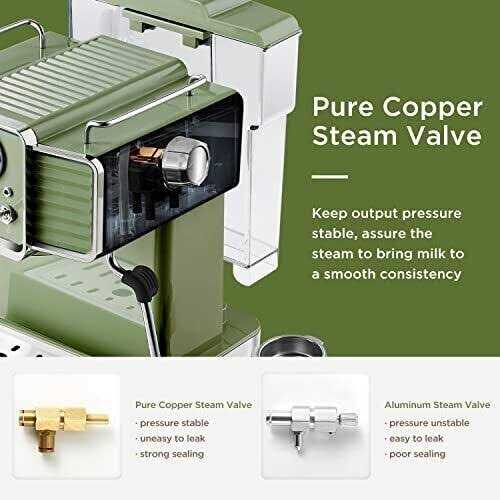 neretva 15 bar espresso coffee machine with milk frother steam wand