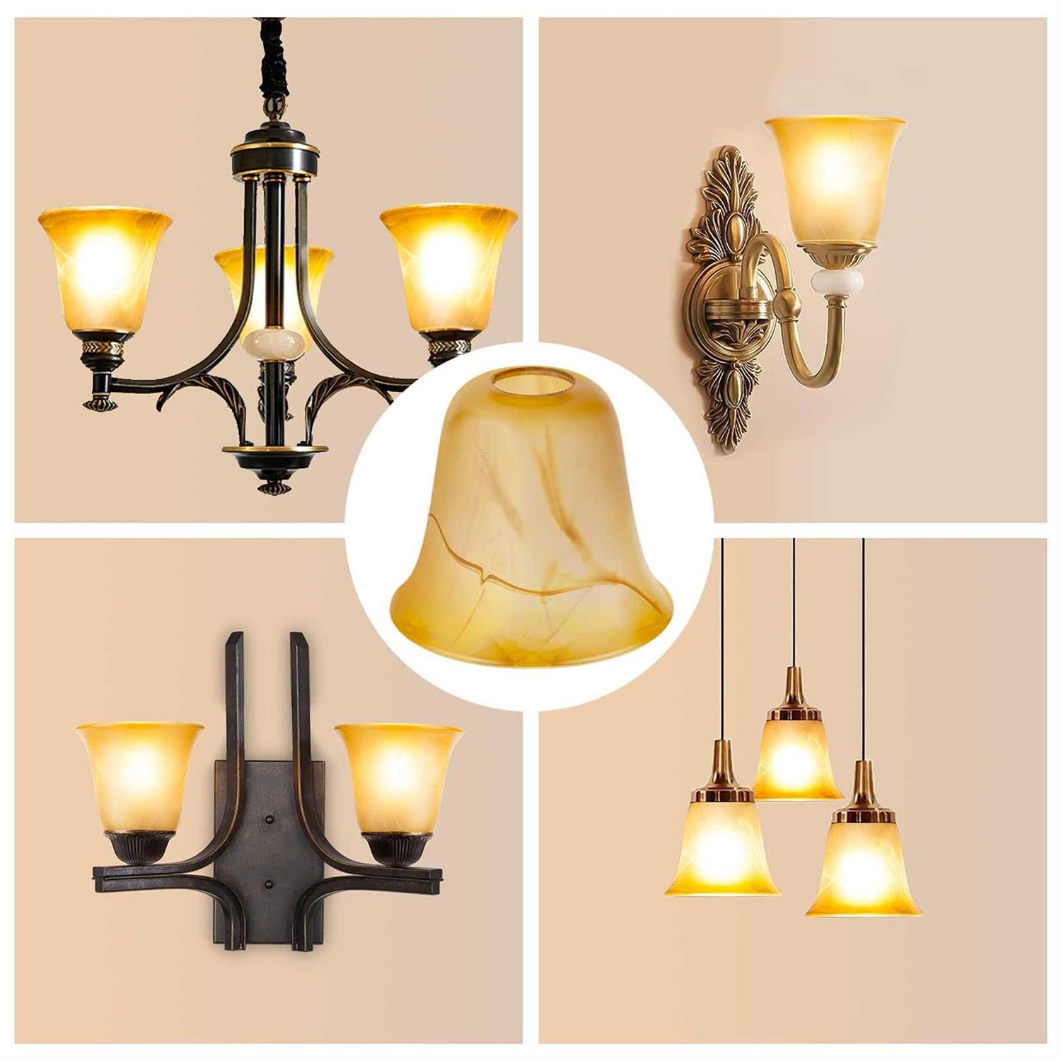 RORIANO Cracks Amber Glass Shade Lighting Fixture Accessory Lampshade Glass Replacement with 1-5/8-inch Opening Fitter