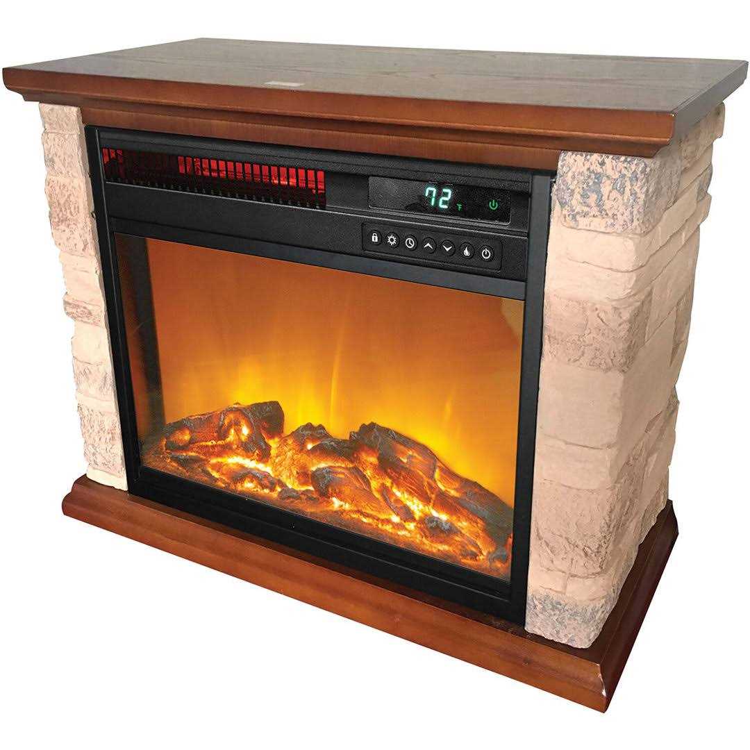 Lifesmart 3-element Small Square Infrared Fireplace with Faux Stone Accent