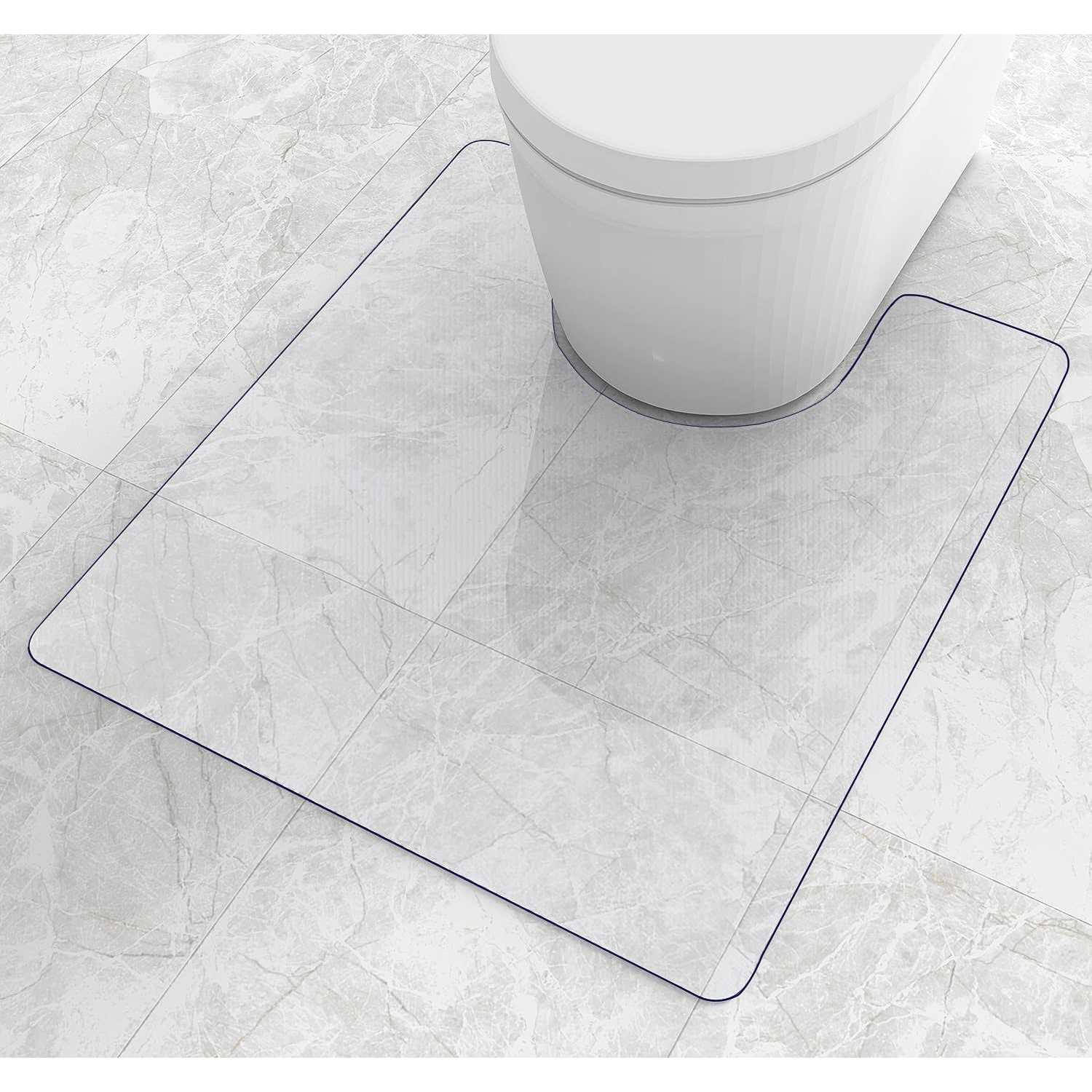 100poinONE Toilet Bath Mat U-Shaped Crystal Clear Commode Contour Rug, Bathroom Mat for Toilet Base Non-Slip, Waterproof, Wipe to Clean and Dries
